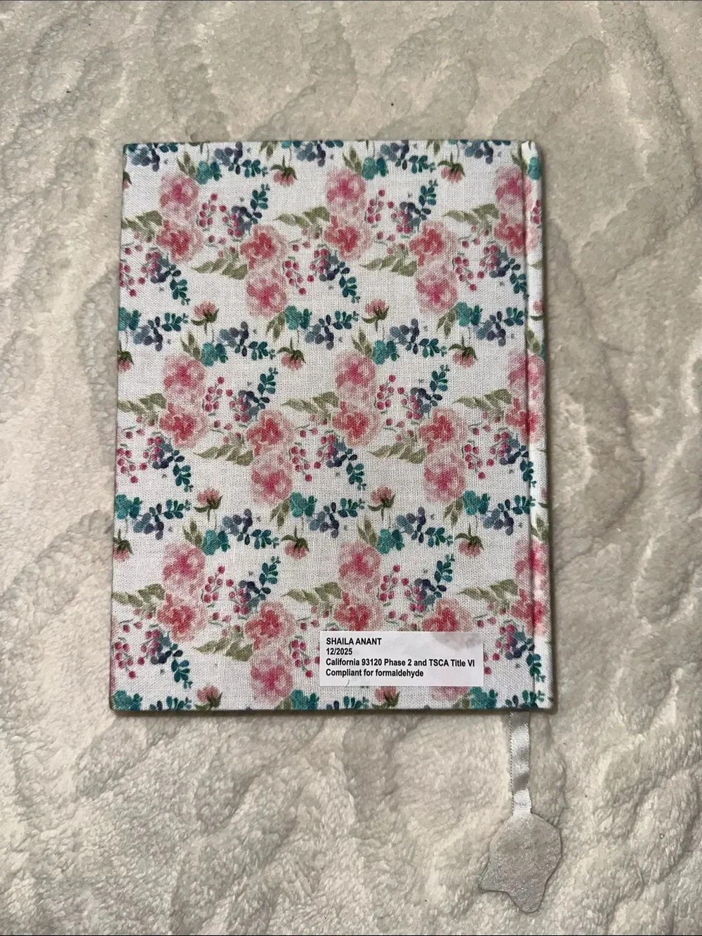 SA White Pink Blue Green Quilted Beaded Floral hard cover lined pages journal